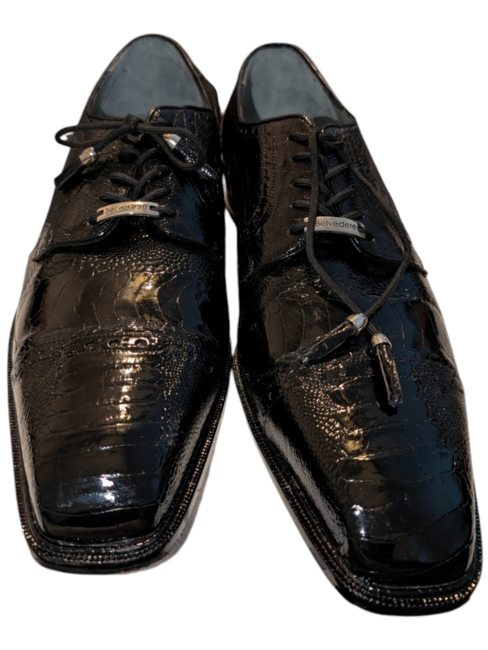 Belvedere Batta ElegantCap Toe Genuine Ostrich Lace Up Black Dress Shoe Sz 12 - Picture 14 of 14
